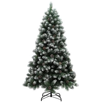 HOMCOM 6ft Artificial Pine Christmas Tree With Pinecones - Steel Base | TJ Hughes