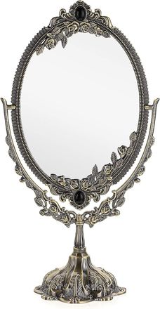 OEM Espejo De Maquillaje Decorativo Ovalado Vintage De Doble Cara Para Mesa, Fotograf&iacute;a O Tocador (grande, Bronce)