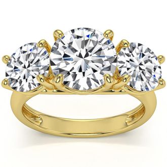 Pompeii3 5 1/2Ct Three Stone Lab Grown Diamond Engagement Ring White Yellow or Rose Gold