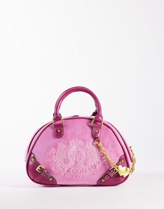 Juicy Couture Twig Y2K - Borsa bowling rosa acceso con logo