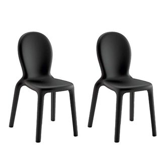 Decorspace 2 X Sillas De Polietileno Comedor Bar Restaurante Dise&ntilde;o Moderno Chlo&eacute; Stock - Negro