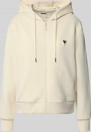 Guess Sweatjacke mit Label-Applikation Modell OLYMPE in Offwhite, Gr&ouml;&szlig;e XS