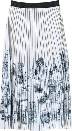 Karl Lagerfeld Paris Sketch Pleated Skirt - Dames - Midirokken - Wit - XS - Polyester - Rokken