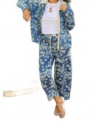 Entro Daylight Floral Jacket In Light Wash Denim Blue