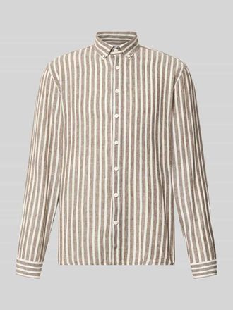 Lindbergh Lindbergh Relaxed Fit Freizeithemd mit Button-Down-Kragen in Schoko, Gr&ouml;&szlig;e XXXL