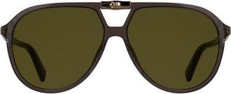 Longchamp Roseau 58mm Aviator Sunglasses in Transparent Brown at Nordstrom