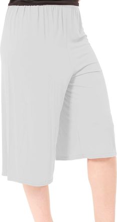 Generic AA ESSENTAILS Women Elasticated Waist Plain Wide Leg Flared 3/4 Length Culottes Shorts - Ladies Casual Summer Palazzo Pants (White, 12-14)