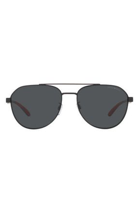 Emporio Armani 59mm Pilot Sunglasses in Matte Black/dark Grey at Nordstrom