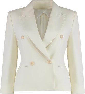 Max Mara Wollen cropped blazer - Dames - Blazers - Wit - XS - Wol - Jassen