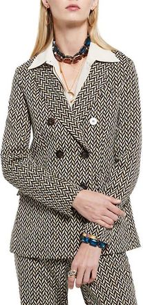 ottod'Ame Printed Double Breasted Blazer in Ecru at Nordstrom, Size 40 It