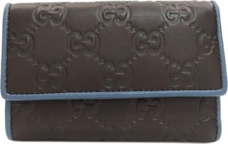 Gucci Blue Dark Brown Leather Wallet (Bi-Fold) (Pre-Owned)