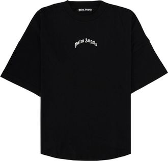 Palm Angels Black Gothic Logo Cotton T-Shirt