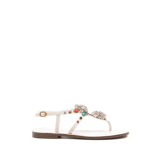 Twinset Sandalen met Bloemversiering - Dames - Schoenen - Wit - Maat: 40 EU