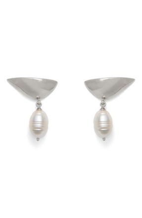 LADY GREY Freshwater Pearl Lobe Earrings in Silver/White Pearl at Nordstrom