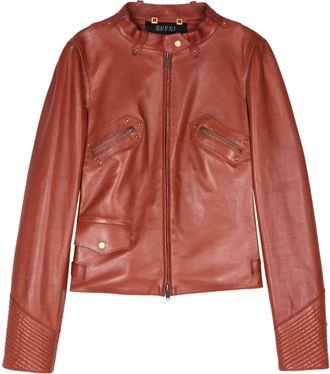 Gucci 2000s stud-embellished jacket - women - Leather/Silk - 38 - Brown