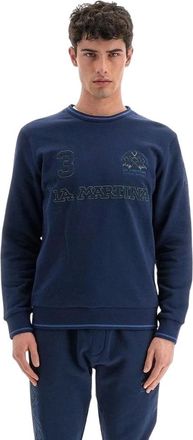 La Martina Heren, Sweatshirts & Hoodies, Blauw, Maat: M Katoen