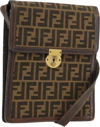 Fendi Pre-owned Cross Body Bags, female, Brown, Size: ONE SIZE Pre-owned Canvas Cross Body Bag