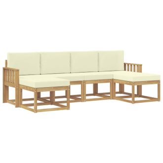 vidaXL Conjunto De Sof&aacute;s De Exterior 6 Pcs Blanco Y Crema Poli&eacute;ster Vidaxl