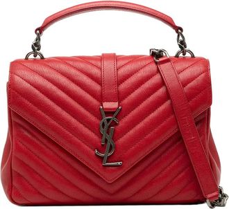 Saint Laurent Pre-owned Handbags, female, Red, Size: ONE SIZE Pre-owned Leather Top Handle Bag