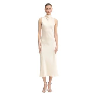 Patrizia Pepe Vestido Midi de Sat&eacute;n - Dresses - Mujer - Beige - L