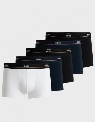 HUGO BOSS Mens BOSS Orange 5 Pack Mens Essential Trunks NOS - White/Navy/Black 460 - Size: 35/34/32