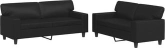 vidaXL Vidaxl - Juego De Sof&aacute;s 2 Piezas Cuero Sint&eacute;tico Negro