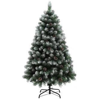 HOMCOM 5ft Artificial Pine Christmas Tree With Pinecones - Steel Base | TJ Hughes