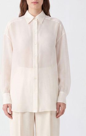 Brunello Cucinelli Camicia relaxed fit in pura seta con collo francese