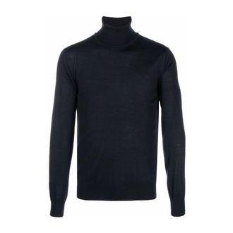 Emporio Armani Turtlenecks, male, Blue, Size: 4XL Pure virgin-wool rollneck