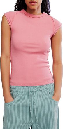 Free People Ever Had Cap Sleeve Cotton T-Shirt in Strawberry Rhubarb at Nordstrom, Size X-Large