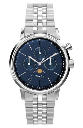 Timex Marlin Moon Phase Bracelet Watch, 40mm in Stainless Steel at Nordstrom