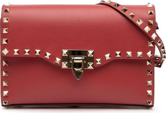 Valentino Tweedehands Kleine Leren Rockstud Flap Crossbody