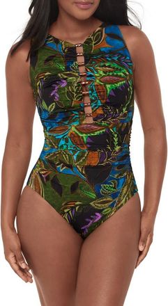 Miraclesuit Amazonia Swizzle Underwire Swimsuit in Blue Multi at Nordstrom, Size 10