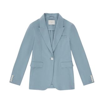 Circolo 1901 Blazers, female, Blue, Size: XL Long Fitted Lightweight Jersey Jacket