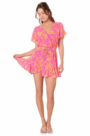 Sugarlips Hot Rod Drawstring Romper In Pink