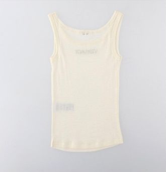 Versace Crystal Logo Virgin Wool Tank Top - Ivory