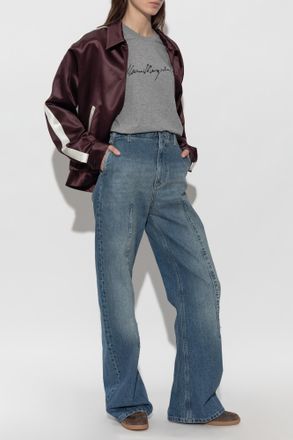 Maison Margiela T-shirt With Printed Logo, Womens, Grey