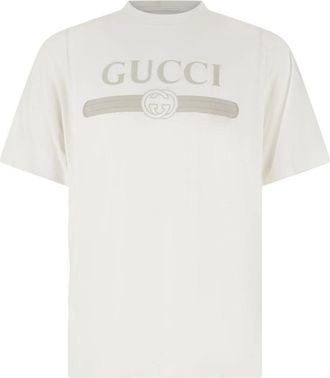 Gucci Katoenen jersey T-shirt met print - Heren - Tops - Wit - Maat: L Katoen