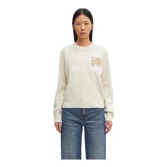 Maison Kitsun&eacute; Dames, Truien, Beige, Maat: XS Wol
