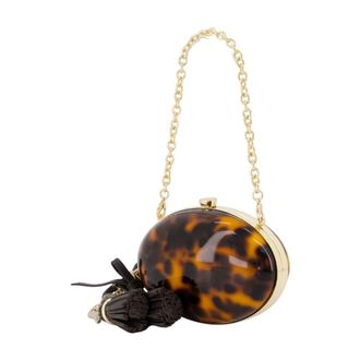 Self Portrait Tortoiseshell Acrylic Clutch - Brown