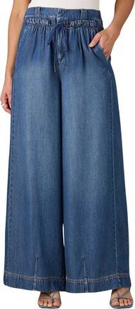Wit & Wisdom Ultra Skyrise Drawstring Waist Wide Leg Jeans in Mid Blue at Nordstrom, Size X-Small P