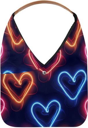 Generic Color Love Hearts Pattern Reusable Lightweight Grocery Bags - Foldable Into Compact Pouch, Washable & Sturdy, Multipurpose for Shopping and Travel