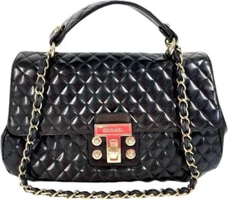 Chanel Pre-owned Handbags, female, Black, Size: ONE SIZE Pre-owned Vintage Leather Handbag