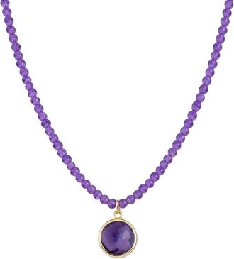 Jewelmak 14K Pink Amethyst Necklace