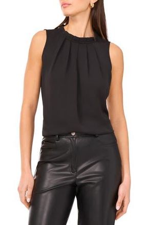 Vince Camuto Pleated Mock Neck Woven Top in Rich Black at Nordstrom Rack, Size Xx-Small