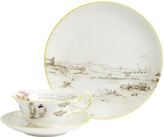 Wedgwood 3Pc Darwin Voyage Of The Beagle Uruguay Teacup, Saucer & Plate Set