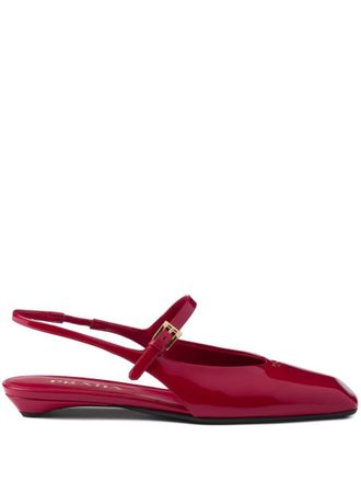 Prada Patent Leather Slingback Ballerinas Shoes