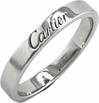 Cartier Silver Platinum 950 Band Ring (Pre-Owned)