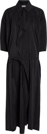 Christophe Lemaire Belted Brushed Silk-blend Midi Shirt Dress - Black - 34 (UK6 / XS)