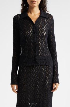 Vince Floral Lace Button-Up Shirt in Black at Nordstrom Rack, Size Xx-Small